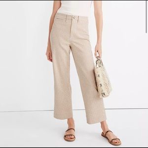 NWT Madewell Slim Emmett Wide-Leg Pants in Gingham Check